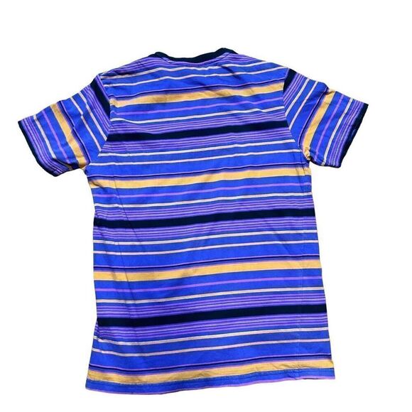 HUF men’s purple yellow stripe shirt 90s vibes retro sz M - Picture 2 of 7